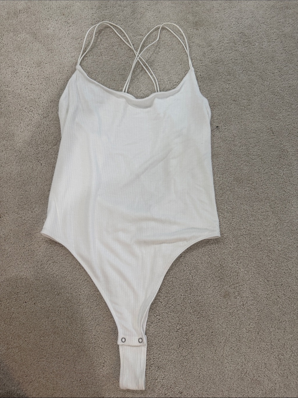 Garage Women’s White Ribbed One-Piece Bodysuit